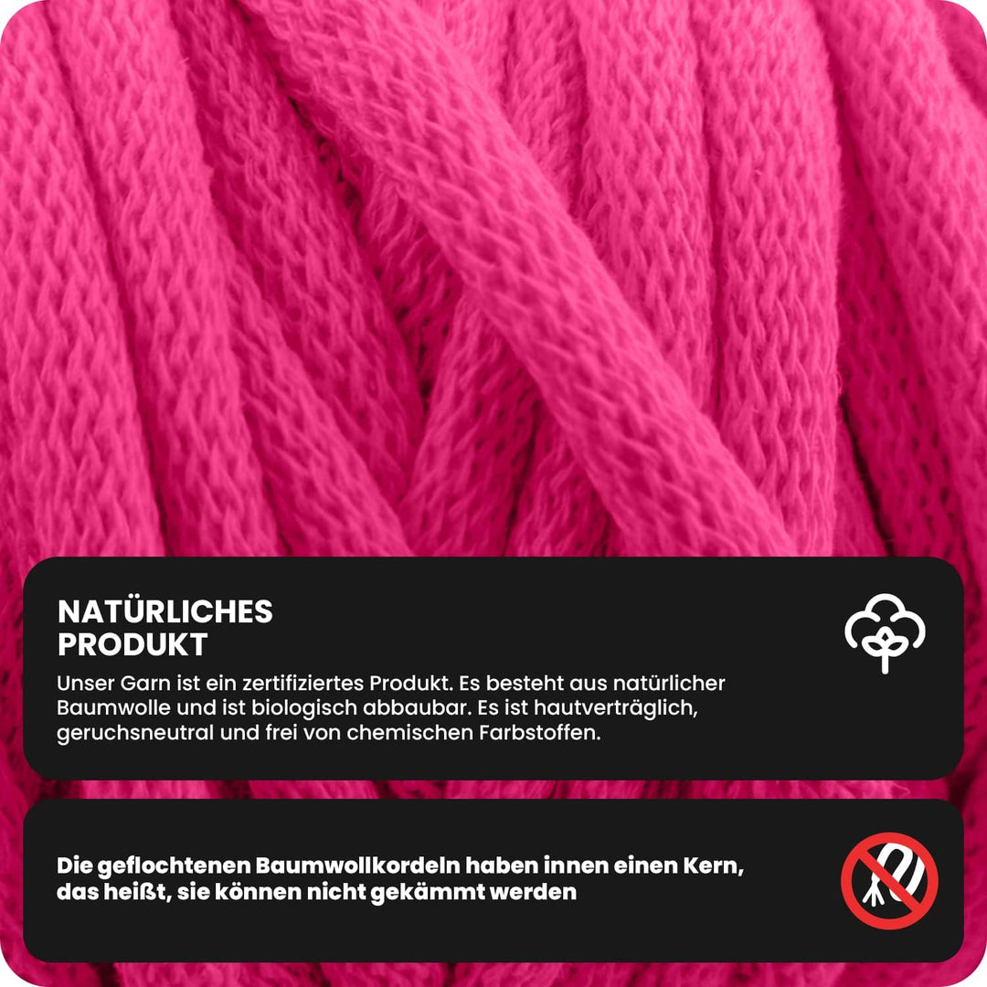 Netuno 1x Makramee Garn Bordeaux 9 mm 50 m Baumwollkordel mit Polyesterkern Dickes Garn Makramee Kor