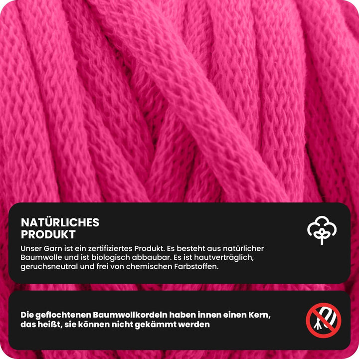 Netuno 1x Makramee Garn Bordeaux 9 mm 50 m Baumwollkordel mit Polyesterkern Dickes Garn Makramee Kor