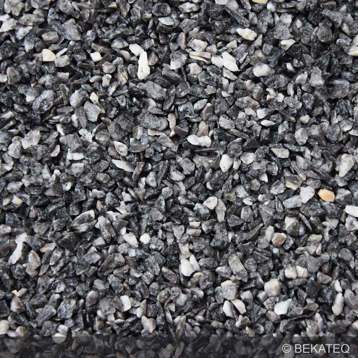 BEKATEQ BK-605PU Steinteppich aussen bis 2,5qm - 25kg Marmorkies Grigio Carnico + 1K PU Kleber Binde