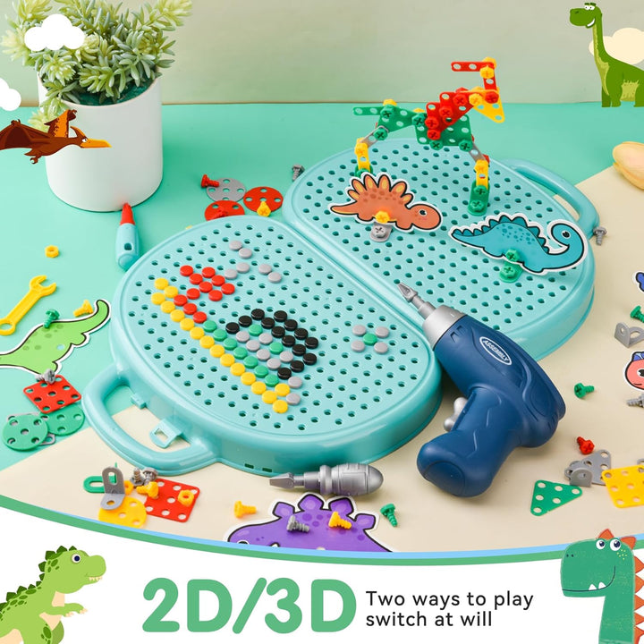 DAOUZL Montessori Spielzeugkiste mit Bohrmaschine, Magische Montessori-Spielzeugkiste, Mosaik Puzzle