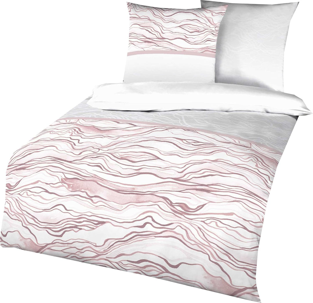Kaeppel Bettwäsche Satin Mauve-rosé-weiss Grösse 155x220 cm (80x80 cm) 155x220 cm + 80x80 cm Mauve-r