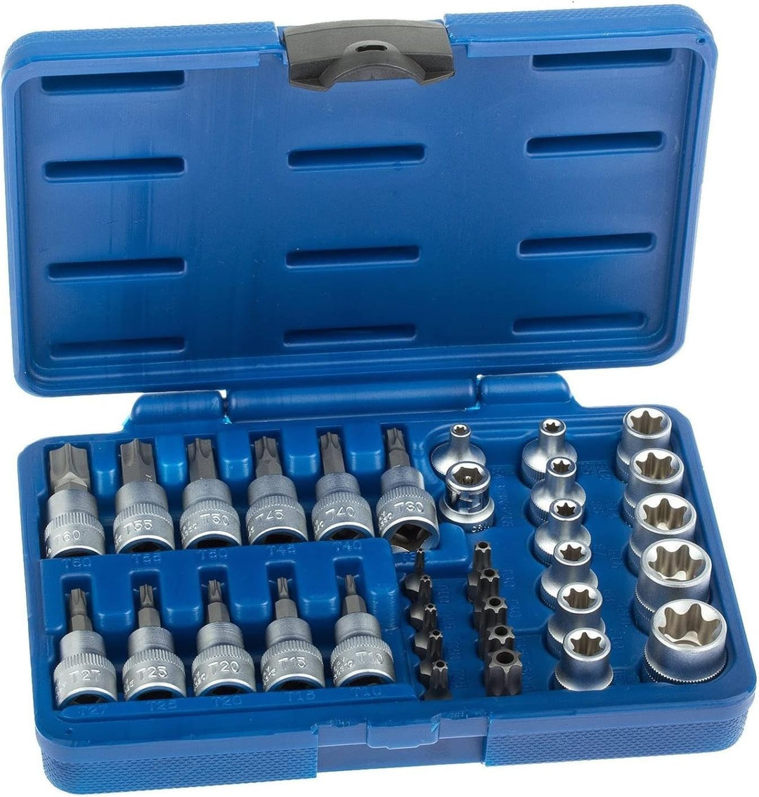 A-TXSET34 Torx Steckschlüssel Satz 34-tlg. Nüsse Set Nusssatz Stecknüsse Biteinsätze Steckschlüssele