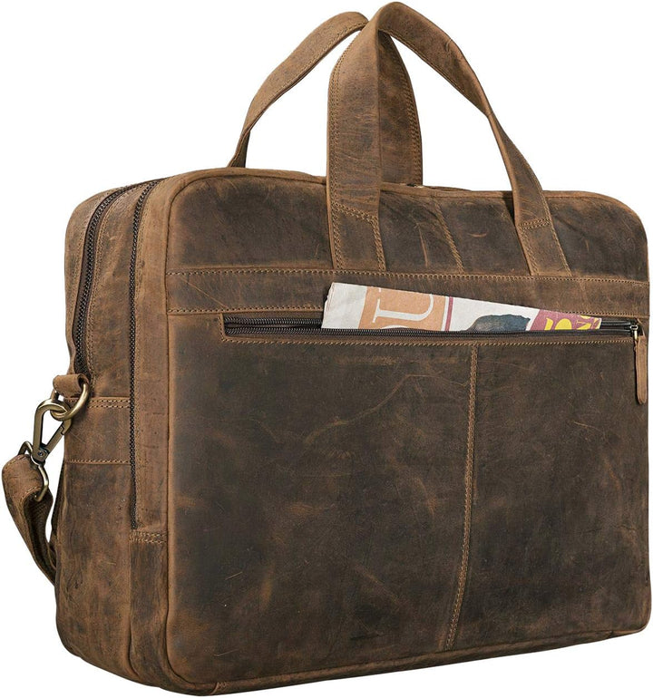 STILORD 'Lias' Echtleder Umhängetasche für Herren - Stilsicher ins nächste Meeting Mittel - Braun, M