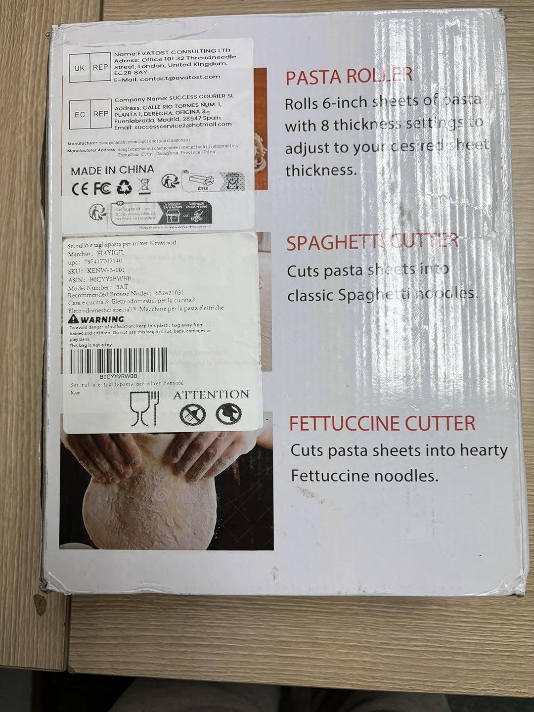 Nudelaufsatz für Kenwood Standmixer, inklusive Nudelblattwalze Spaghettischneider und Fettuccinischn