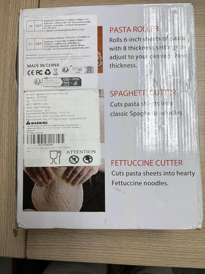Nudelaufsatz für Kenwood Standmixer, inklusive Nudelblattwalze Spaghettischneider und Fettuccinischn