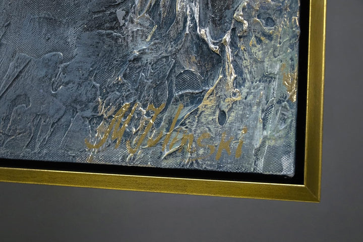YS-Art XXL Abstrakt Acryl Gemälde auf Leinwand mit Rahmen Spiegelungen II handgemalte Wandbilder Woh