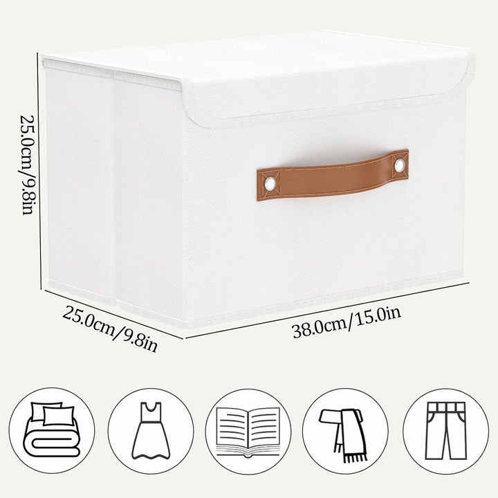 OUTBROS 3 Stück Aufbewahrungsboxen mit Deckel, 38 x 25 x 25 cm, faltbare Stoffboxen, Aufbewahrungskö