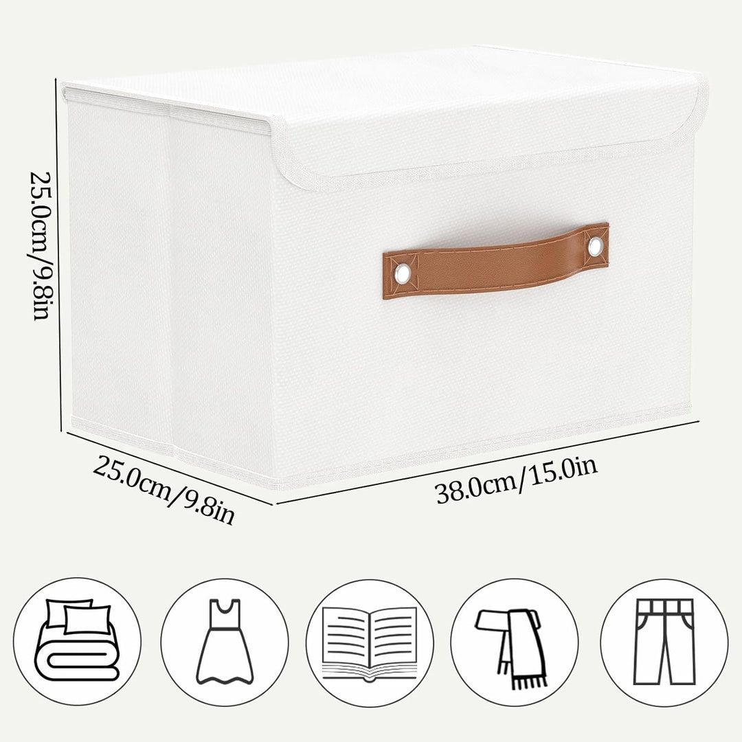 OUTBROS 3 Stück Aufbewahrungsboxen mit Deckel, 38 x 25 x 25 cm, faltbare Stoffboxen, Aufbewahrungskö