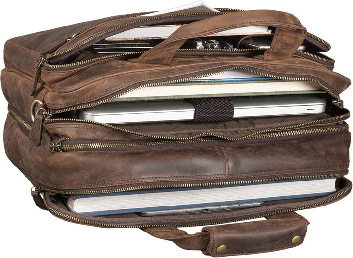 STILORD 'Leopold' XL Echtleder Aktentasche - der verbesserte Geheimtipp für Lehrerzimmer & Büro - Bu