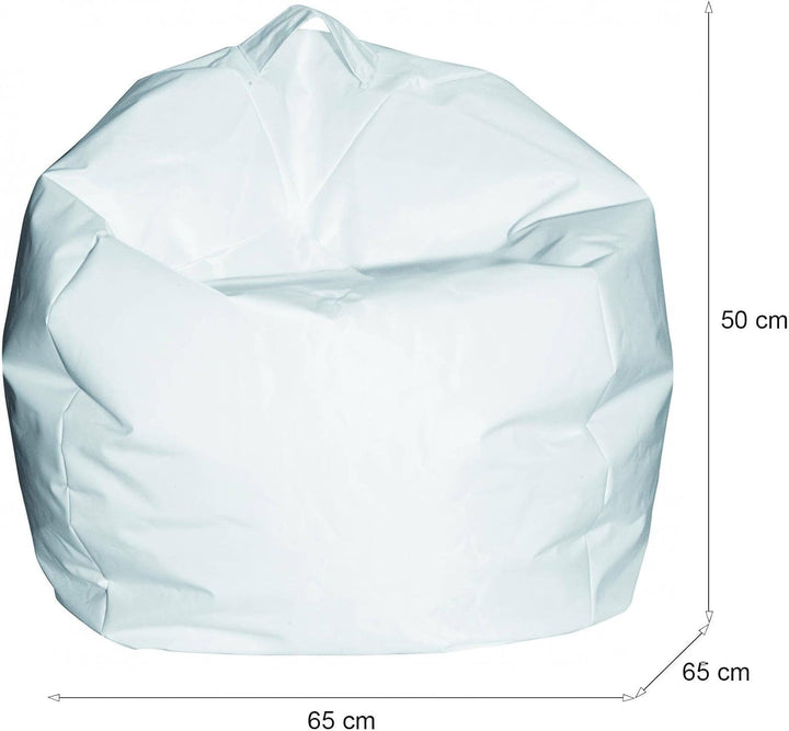 Dmora Eleganter Sitzsack, weisse Farbe, Masse 65 x 50 x 65 cm Bianco, Bianco