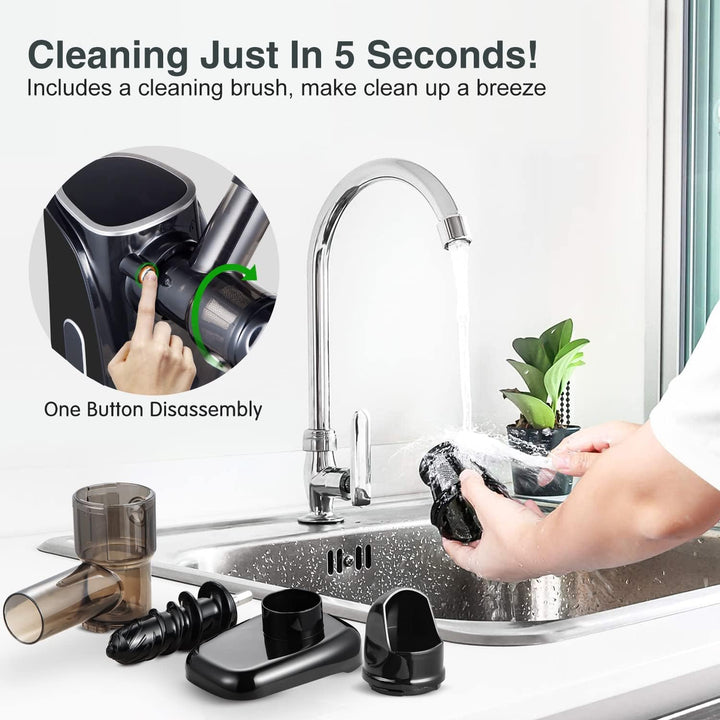 AMZCHEF Entsafter Slow Juicer leistungsstarker Entsafter für Obst und Gemüse mit 2 Geschwindigkeitsm