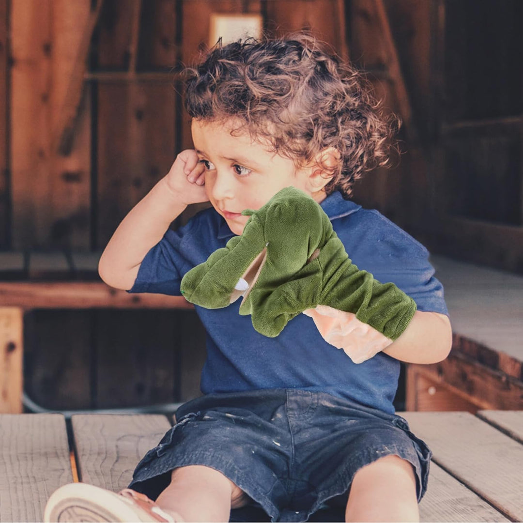 Alipis Krokodil-Handpuppen Ausgestopfte Krokodil-Handschuhe Geschichtenerzählpuppe Plüsch-Drachen Os