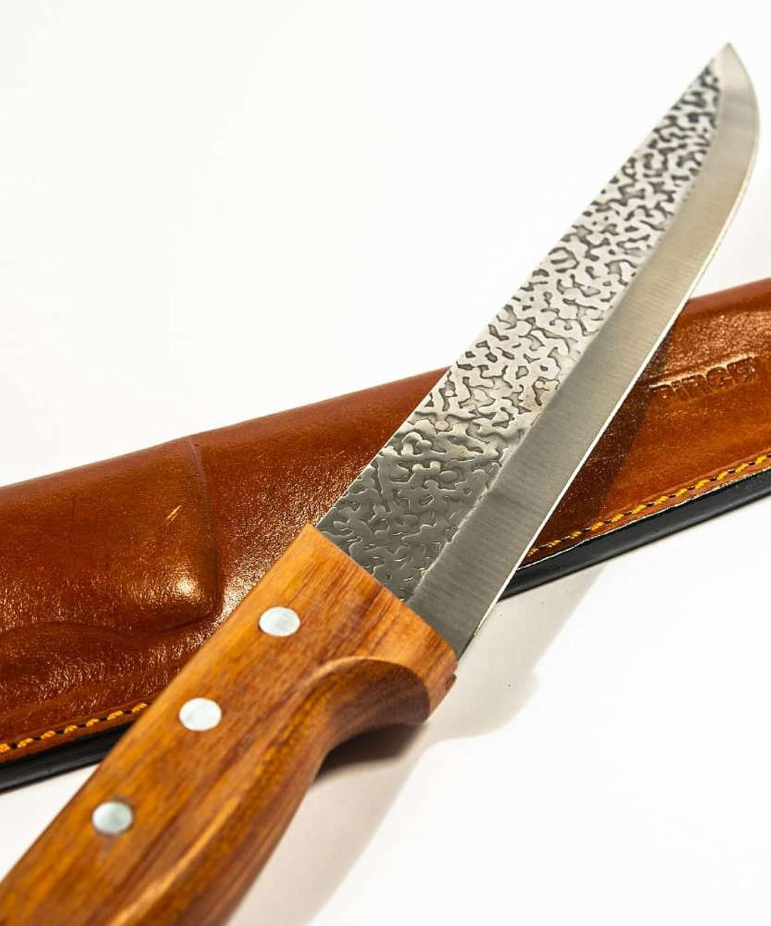 Pirge Elite Handgeschmiedet Schlachtermesser mit Lederscheide 19 cm Metzgermesser - Fleischermesser