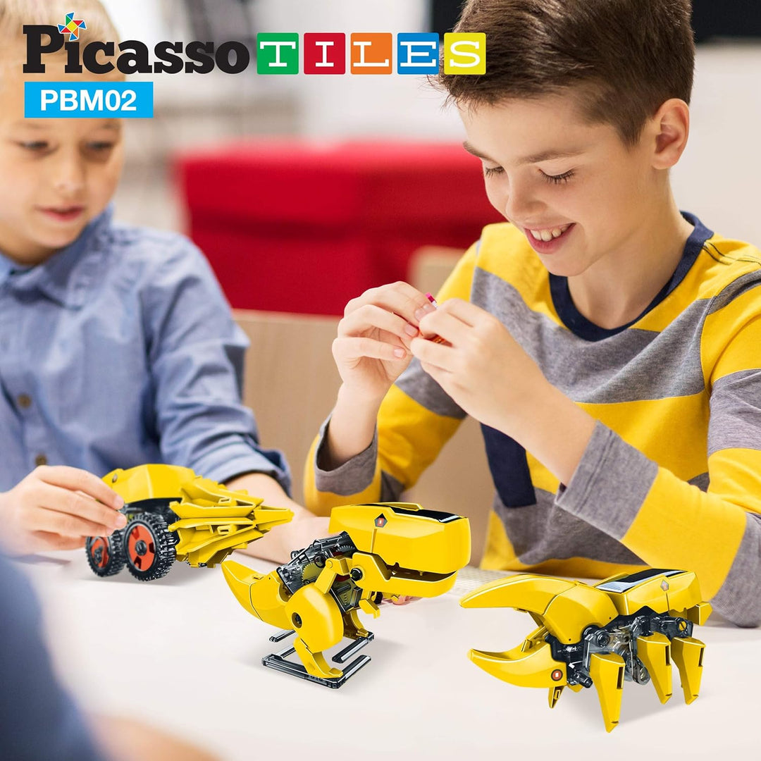 PicassoTiles STEM Kids Solarbetriebener Dinosaurier-Roboter, pädagogisches Lernspielzeug, technische