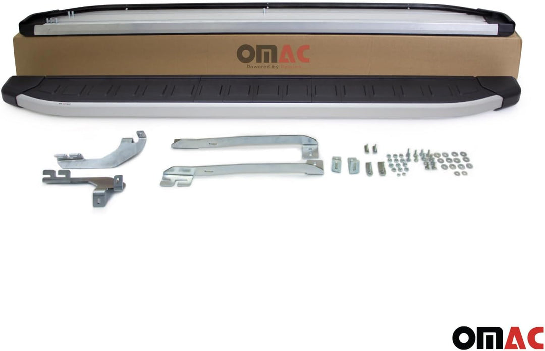 OMAC Schweller Seitenbretter Trittbretter kompatibel mit Renault Kadjar 2015-2022 Alu Schwarz-Silber