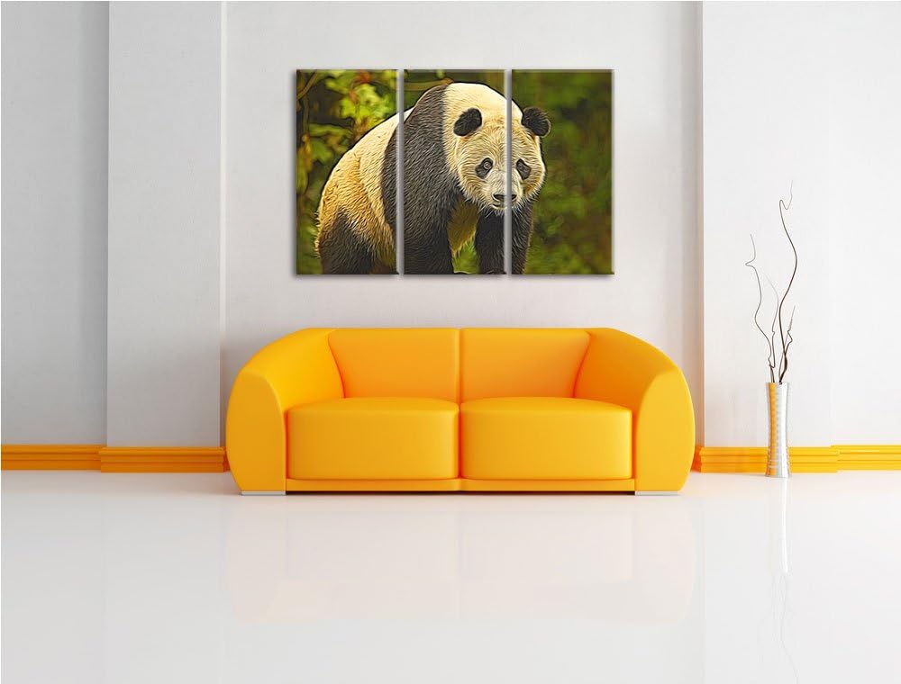 grosser Pandabär NewArt 3-Teiler Leinwandbild 120x80 Bild auf Leinwand, XXL riesige Bilder fertig ge