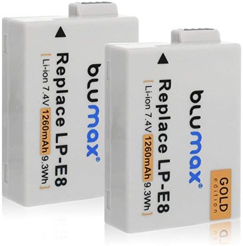 2X Blumax Gold Edition Akku ersetzt Canon LP-E8 kompatibel mit Canon EOS 550D 600D 650D 700D 1260mAh