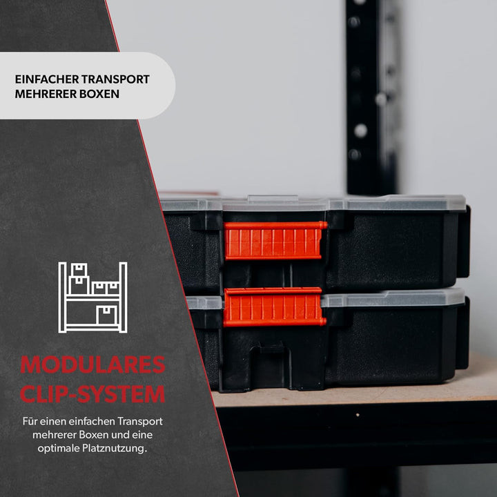 6 x siwitec Sortimentskasten, 10 Fächer und 6 anpassbare Trennstege, stapelbar, Sortimentsbox Kleint