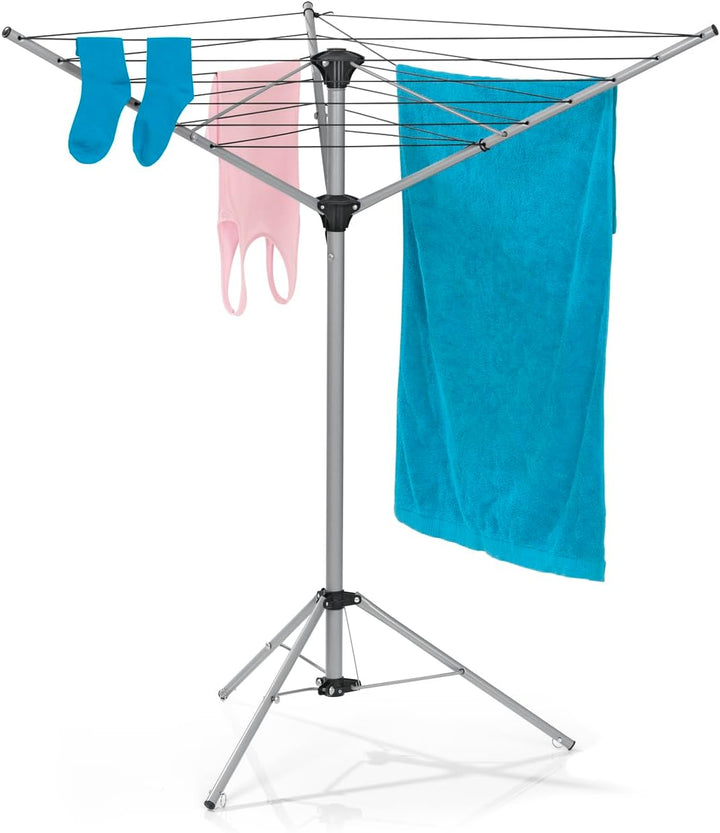 EASYmaxx Wäschespinne, zusammenklappbarer Wäscheständer für innen und aussen | Wetterfest und leicht