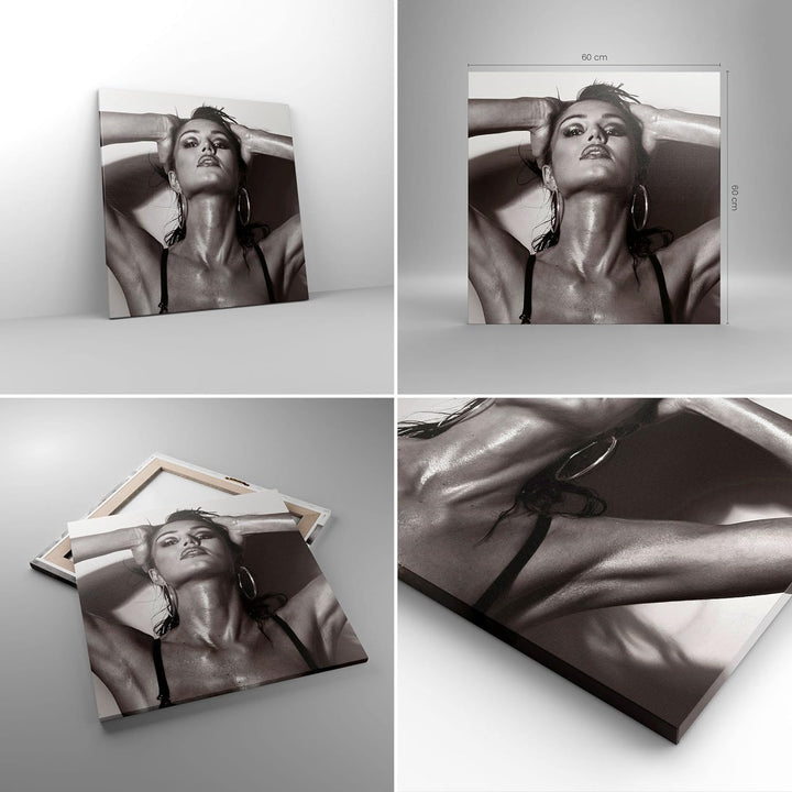 ARTTOR Bilder auf Leinwand Frau Eleganz Sommer nass Leinwandbild 60x60cm Wandbilder Dekoration Wohnz