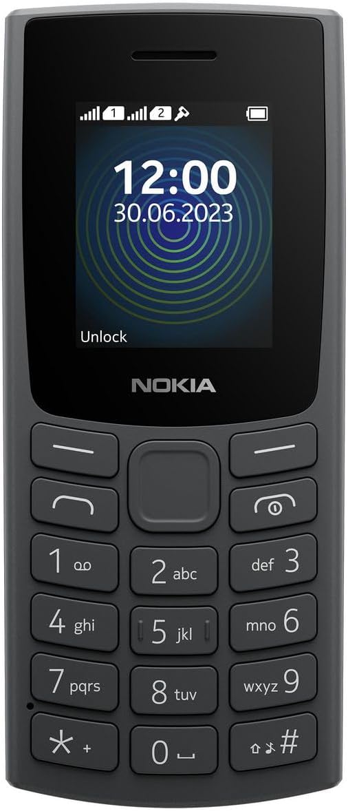 Nokia 110 Feature Phone mit integriertem MP3-Player, rückwärtiger Kamera, langlebigem Akku und Dikti