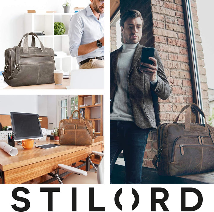 STILORD 'Lias' Echtleder Umhängetasche für Herren - Stilsicher ins nächste Meeting Kara - Braun, Kar