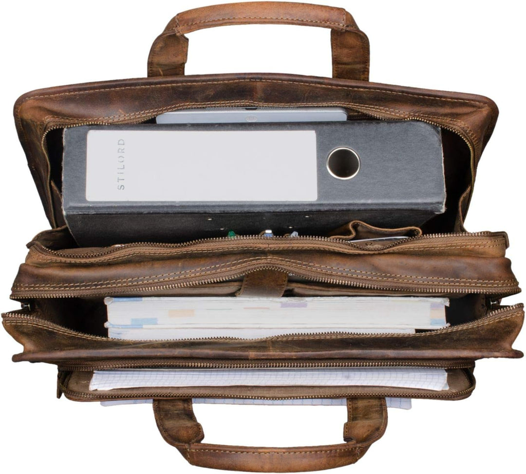 STILORD 'Yves' Aktentasche Herren Leder Arbeitstasche Dokumententasche 15,6 Zoll Laptoptasche Busine