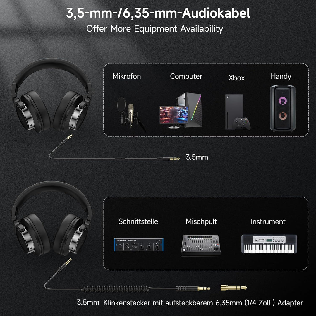 syndesmos Over Ear Kopfhörer mit Kabel, 50mm Treiber DJ Kopfhörer Professionell Studio Kopfhörer 3,5