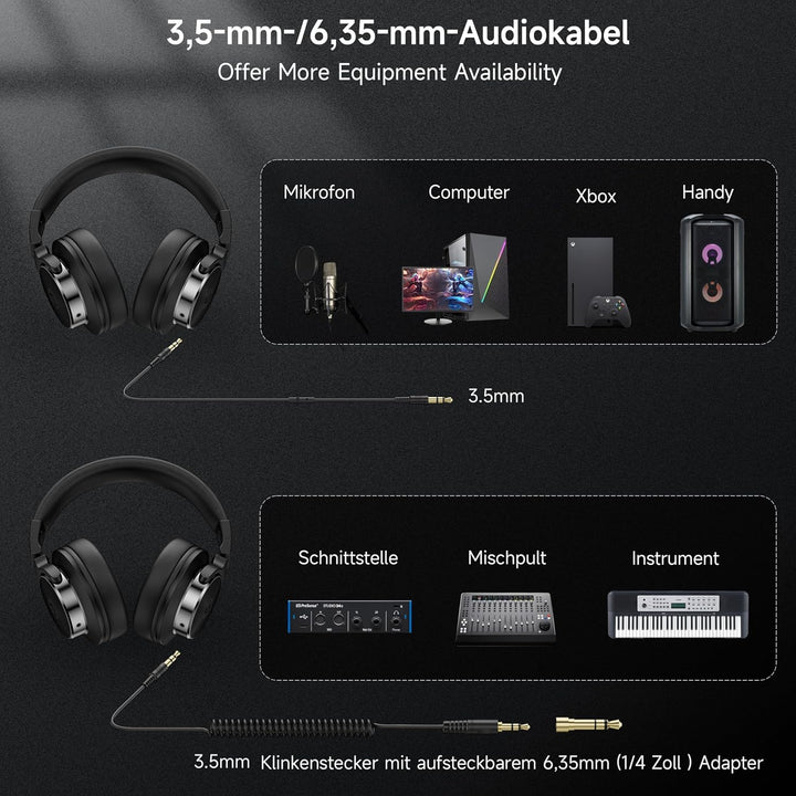 syndesmos Over Ear Kopfhörer mit Kabel, 50mm Treiber DJ Kopfhörer Professionell Studio Kopfhörer 3,5