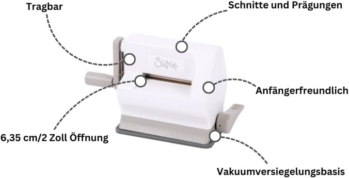 Sizzix Sidekick Stanzmaschine 661770, mit 6, 35 cm Öffnung, Weiss Sidekick Starter