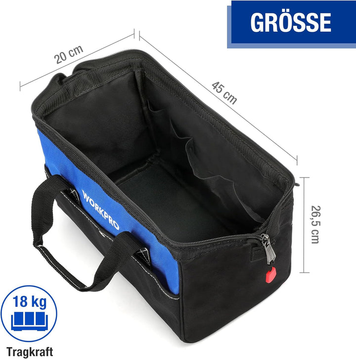 WORKPRO Werkzeugtasche Elektriker, Wasserdichte Werkzeugtasche Profi, weite Öffnung & grosse Kapazit