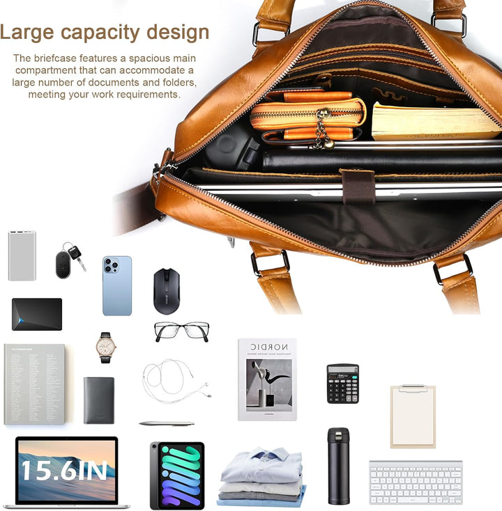 BAGZY Laptoptasche 15.6 Zoll Aktentasche Herren Umhängetasche Geschenk für Männer Handtasche für Mä