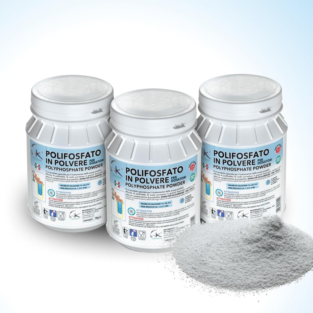 WK Polyphosphat Pulver | Nachfüllpulver für Polyphosphatdosierer | 1 kg | 3 Stück | Made in Italy