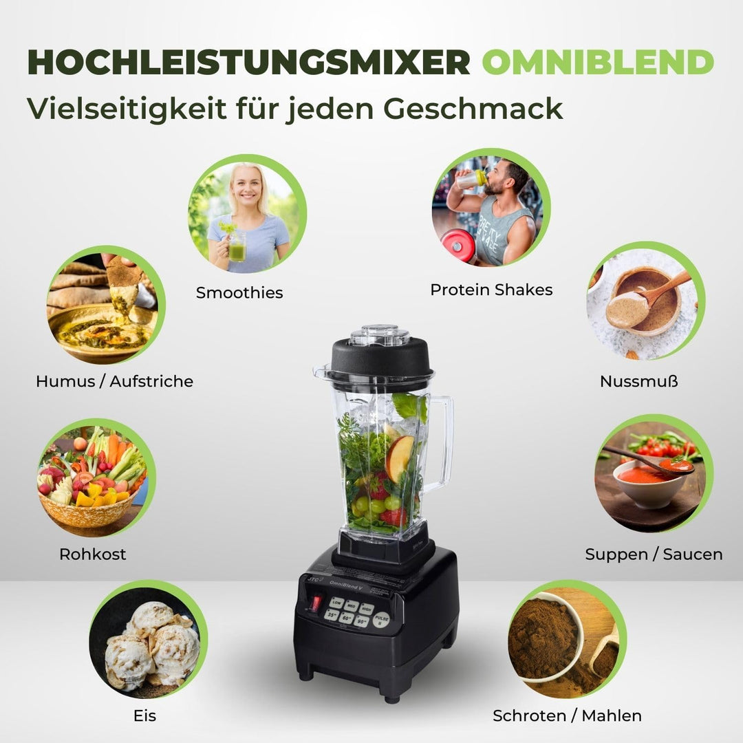 OmniBlend Smoothie Maker 2L in schwarz I Smoothie Mixer inkl. BPA-freiem Behälter & 6-Klingen-System