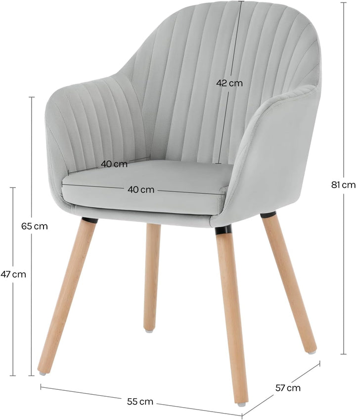 WOLTU 4er Set Esszimmerstühle Küchenstuhl Wohnzimmerstuhl Polsterstuhl Design Stuhl mit Armlehne Sam