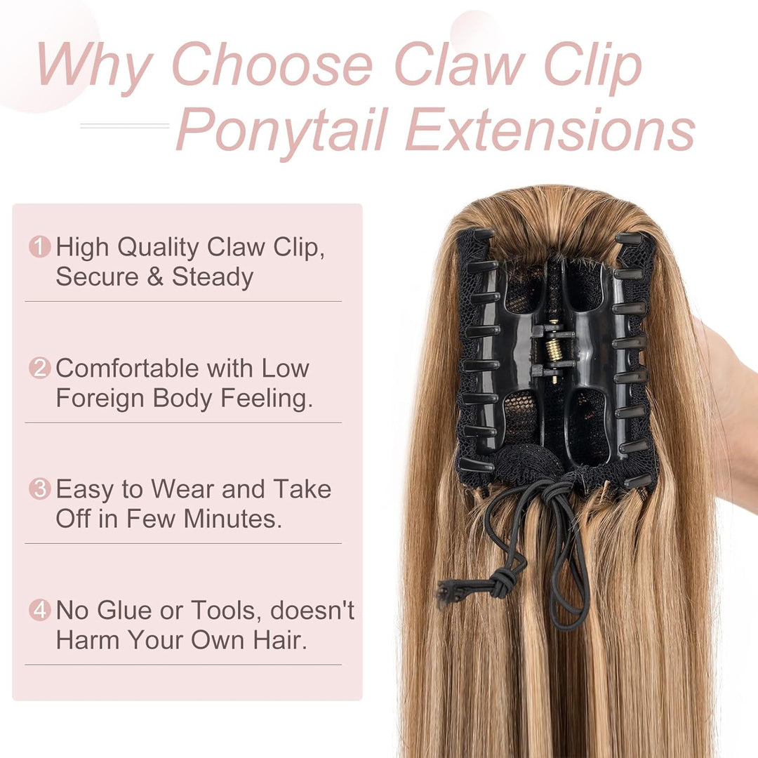 Clip in Pferdeschwanz Extensions Echthaar Haarteile Echthaar Ponytail Extension 7A Remy Hair Glatt Z