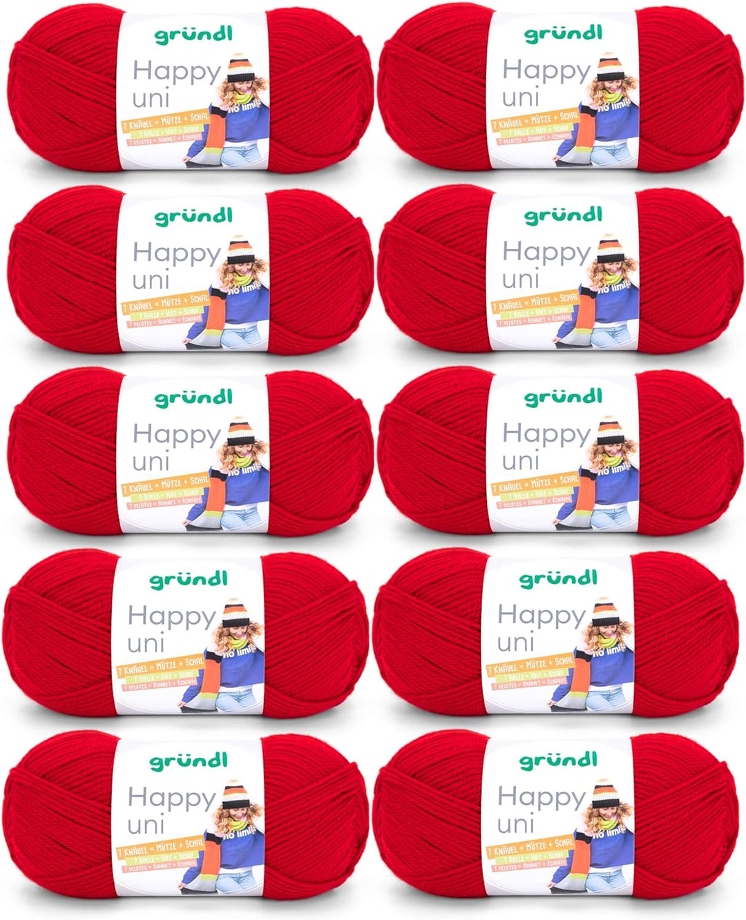 Gründl Happy uni (Strick- und Häkelgarn mit wollartigem Charakter aus 100% Polyacryl, Anti-Pilling,