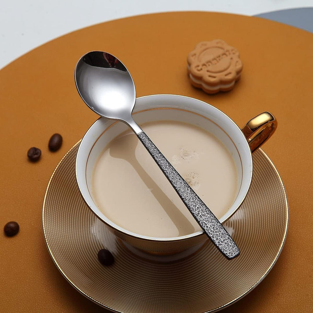 Besteckset 30 Stück Beschichtung mit Schwarzem Marsgriff, Edelstahlmesser Löffel Gabeln Besteckset U
