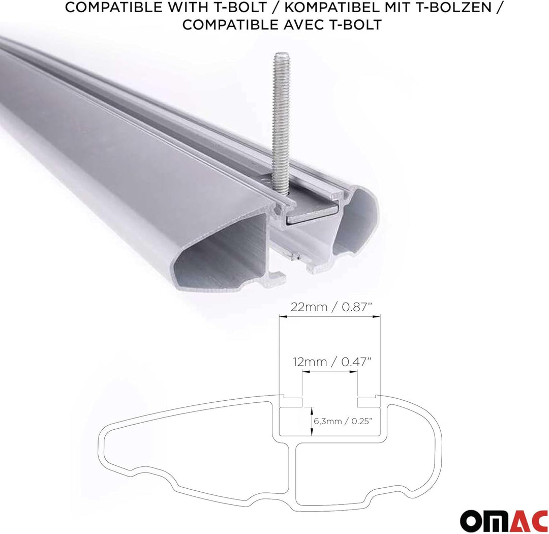 OMAC Dachträger Gepäckträger kompatibel mit Volvo XC90 2015-2024 TÜV ABE Grundträger Alu Silber, Sil