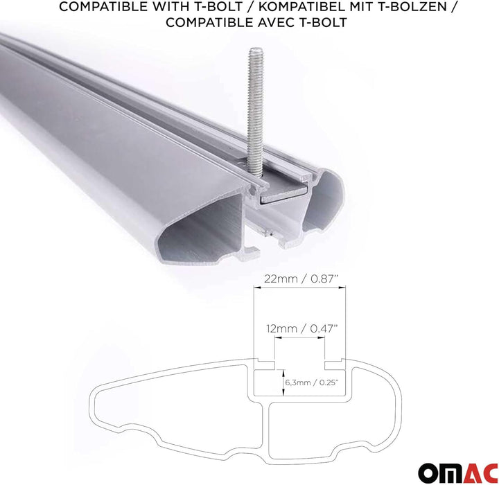 OMAC Dachträger Gepäckträger kompatibel mit Volvo XC90 2015-2024 TÜV ABE Grundträger Alu Silber, Sil