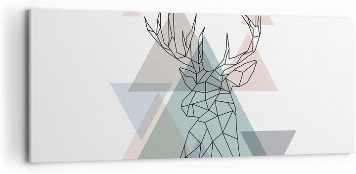 Panorama Bilder auf Leinwand 100x40cm Leinwandbild Hirsch Abstraktion Gross Wanddeko Bild Schlafzimm