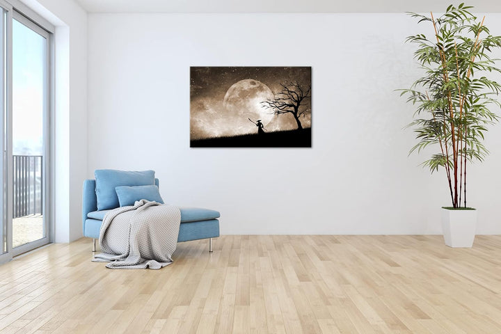 deyoli Samurai im Mondschein Format: 80x60 Effekt: Sepia als Leinwandbild, Motiv fertig gerahmt auf