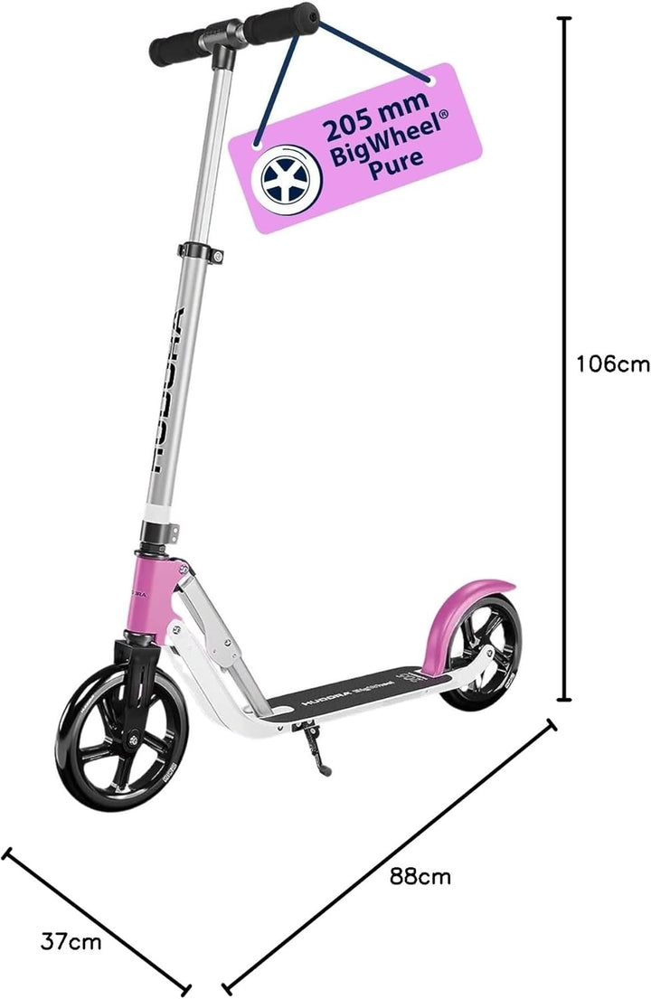 HUDORA BigWheel Pure Scooter - Stabiler Aluminium-Roller mit Ständer - Höhenverstellbarer & zusammen