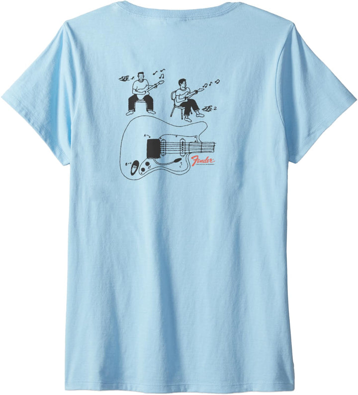 Fender Fine Electric Instruments Pocket Size Classic Logo T-Shirt mit V-Ausschnitt