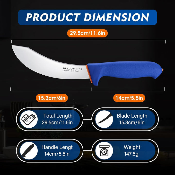 DRAGON RIOT Ausbeinmesser profi Schlachtermesser, 6 Zoll Fleischmesser Flexibel Metzgermesser, Grill