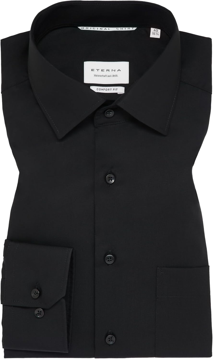 eterna Herren Original Shirt MODERN FIT 47 Schwarz, 47 Schwarz