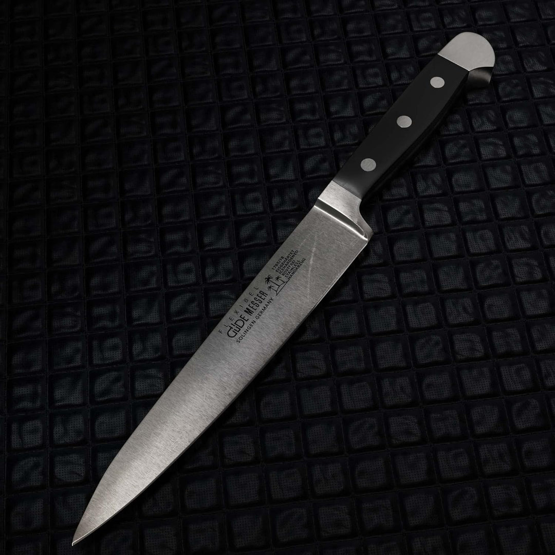 GÜDE Solingen - Filiermesser flexibel geschmiedet, 18 cm, POM schwarz, ALPHA, Doppelkropf, Handmade
