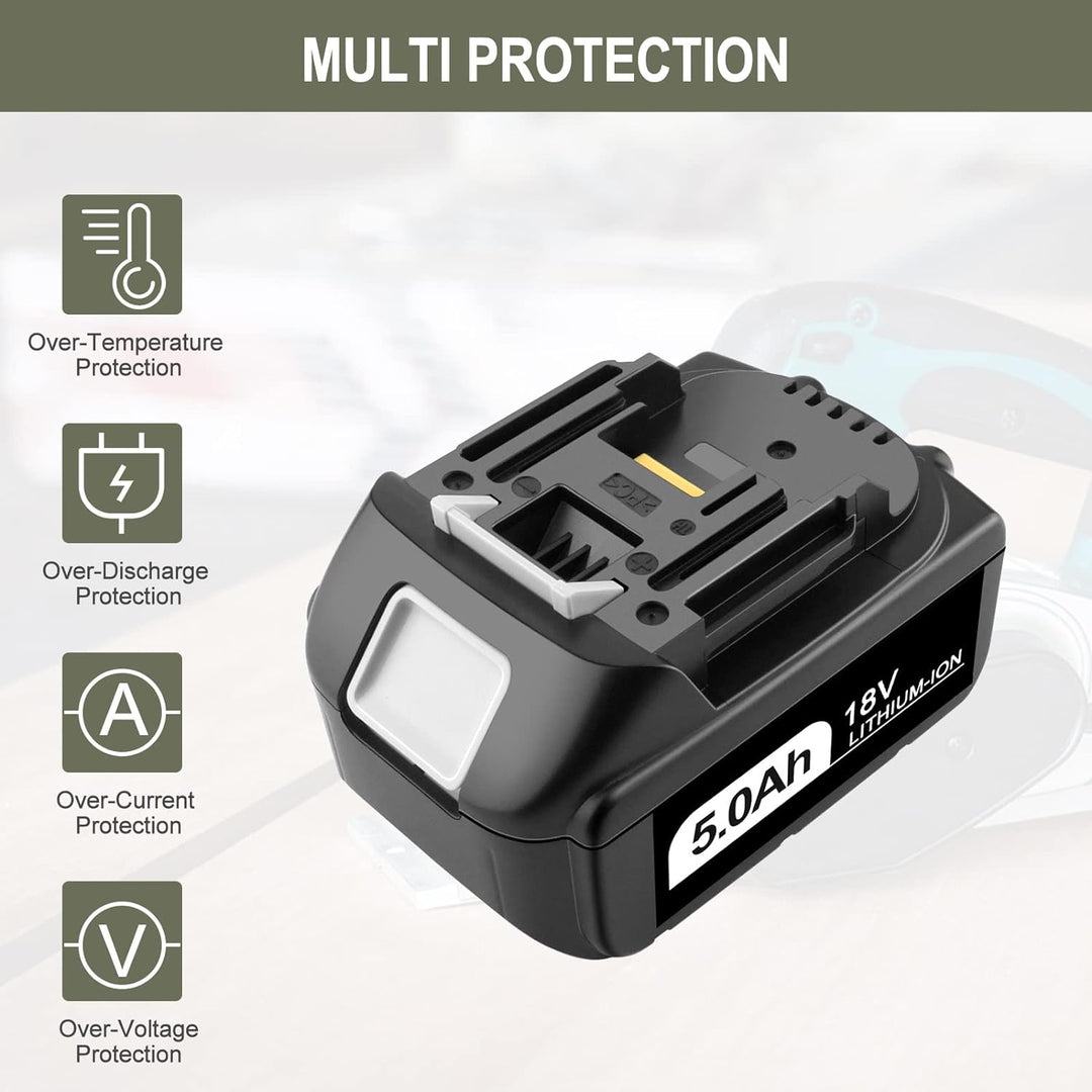 GOOALITY 5,0 Ah 18 V Li-Ion Ersatz für Makita 18V Akku BL1850B BL1850 BL1840B BL1840 BL1830B BL1830