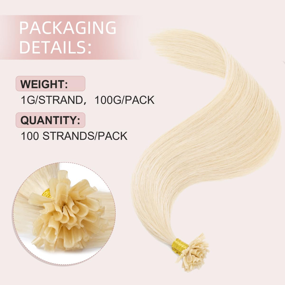 Silk-co Haarteile Echthaar Bonding Extensions Echthaar 1g Keratin U Tip Haarverlängerung Glatt Weich