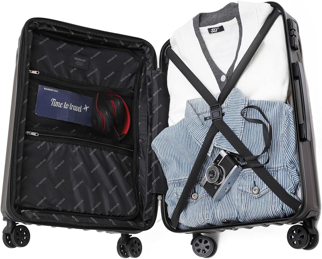 BEIBYE Kofferset Rollkoffer Koffer Hartschale,TSA Schloss, Zwillingsrollen, Erweiterung (Coffee, 55